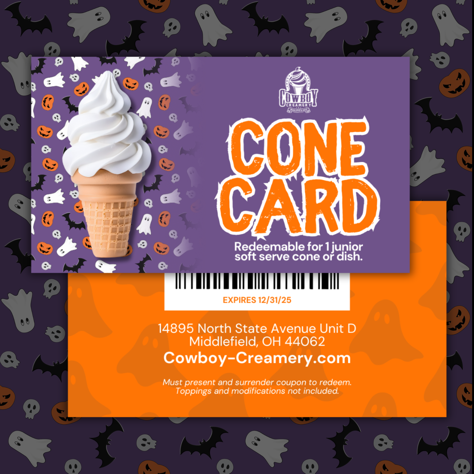 Halloween Ice Cream Cone Cards - 25 Pack