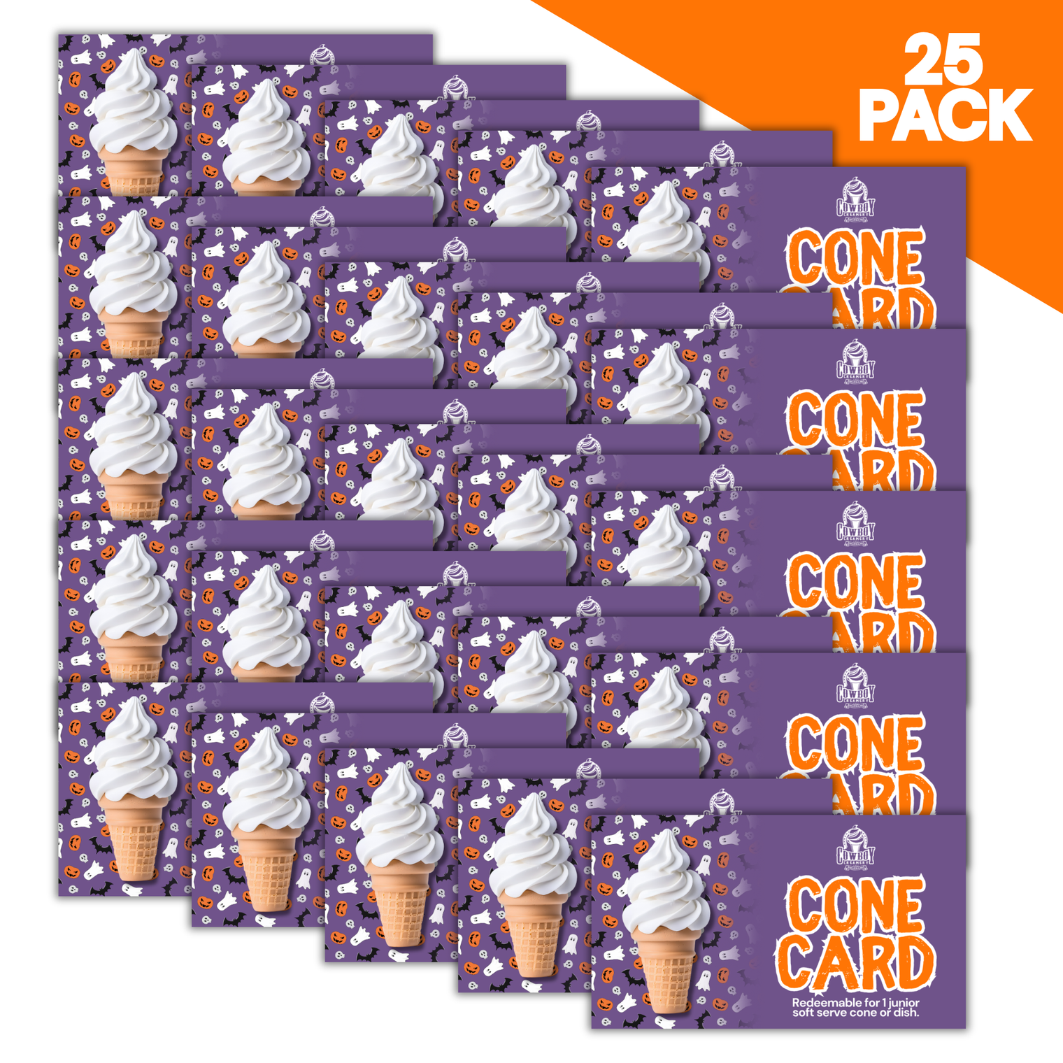 Halloween Ice Cream Cone Cards - 25 Pack