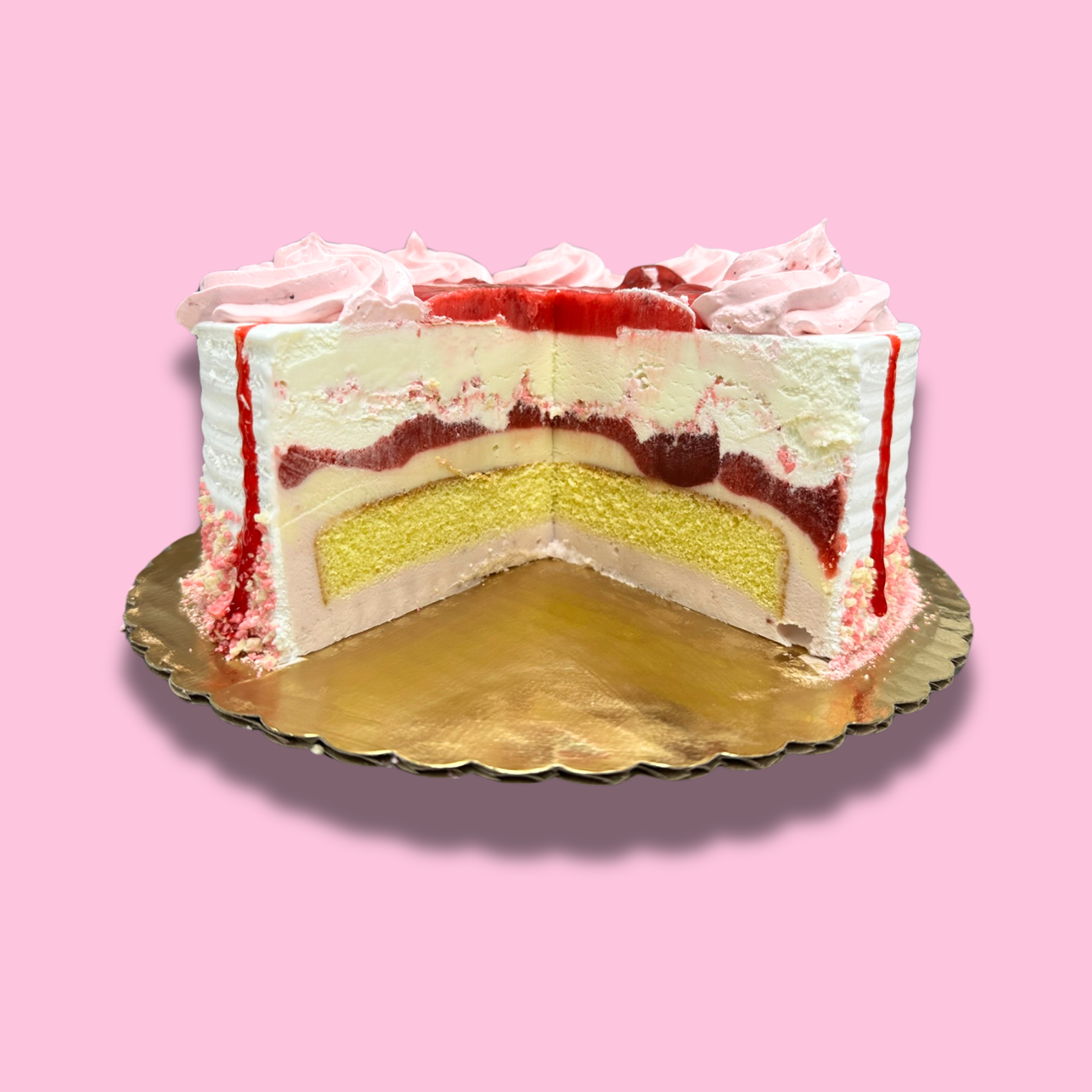 Cleveland Style Strawberry Cassata 8" Ice Cream Cake - Free Nationwide Delivery