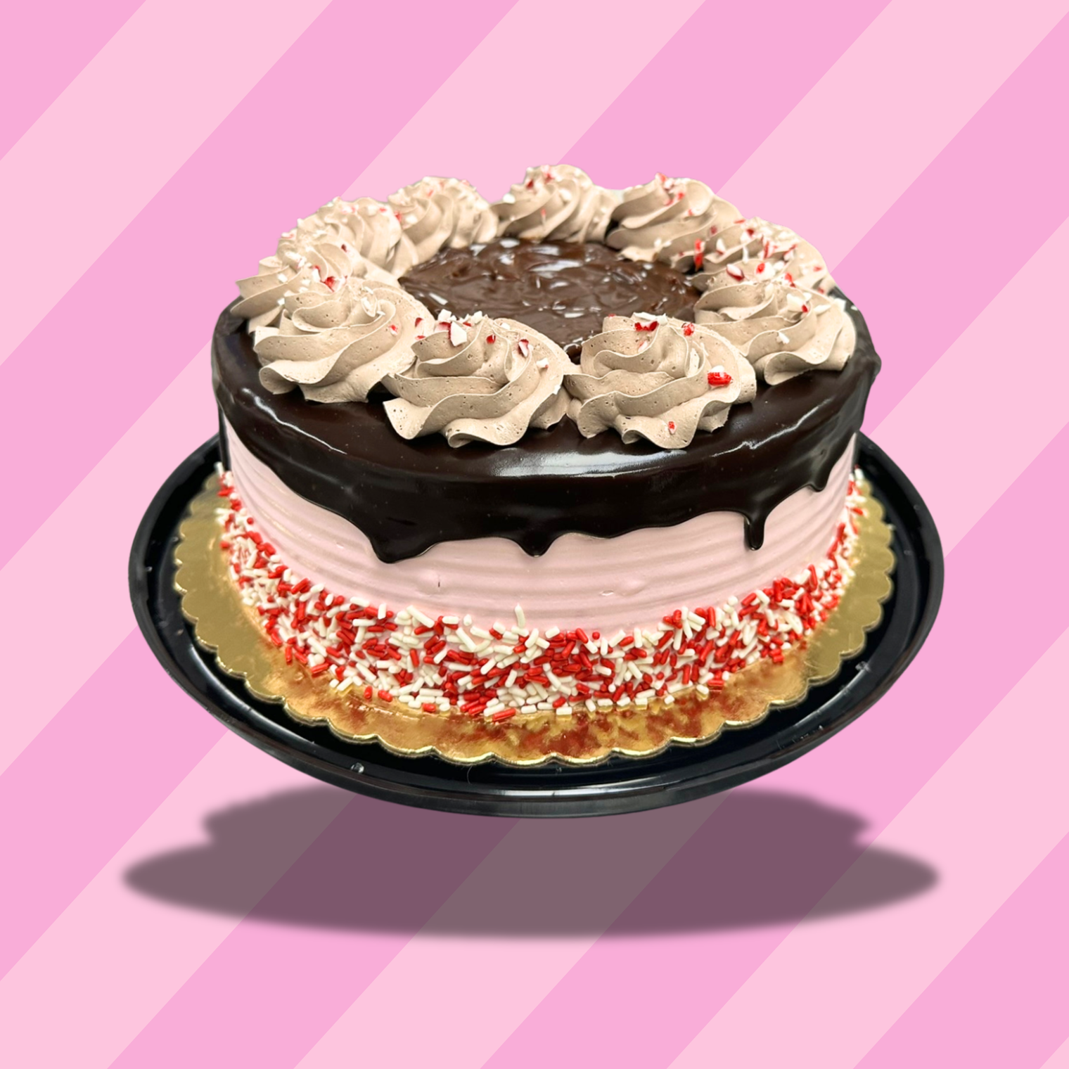 Dark Chocolate Peppermint Stick 8'' Ice Cream Cake (December Delivery) - Free Nationwide Delivery