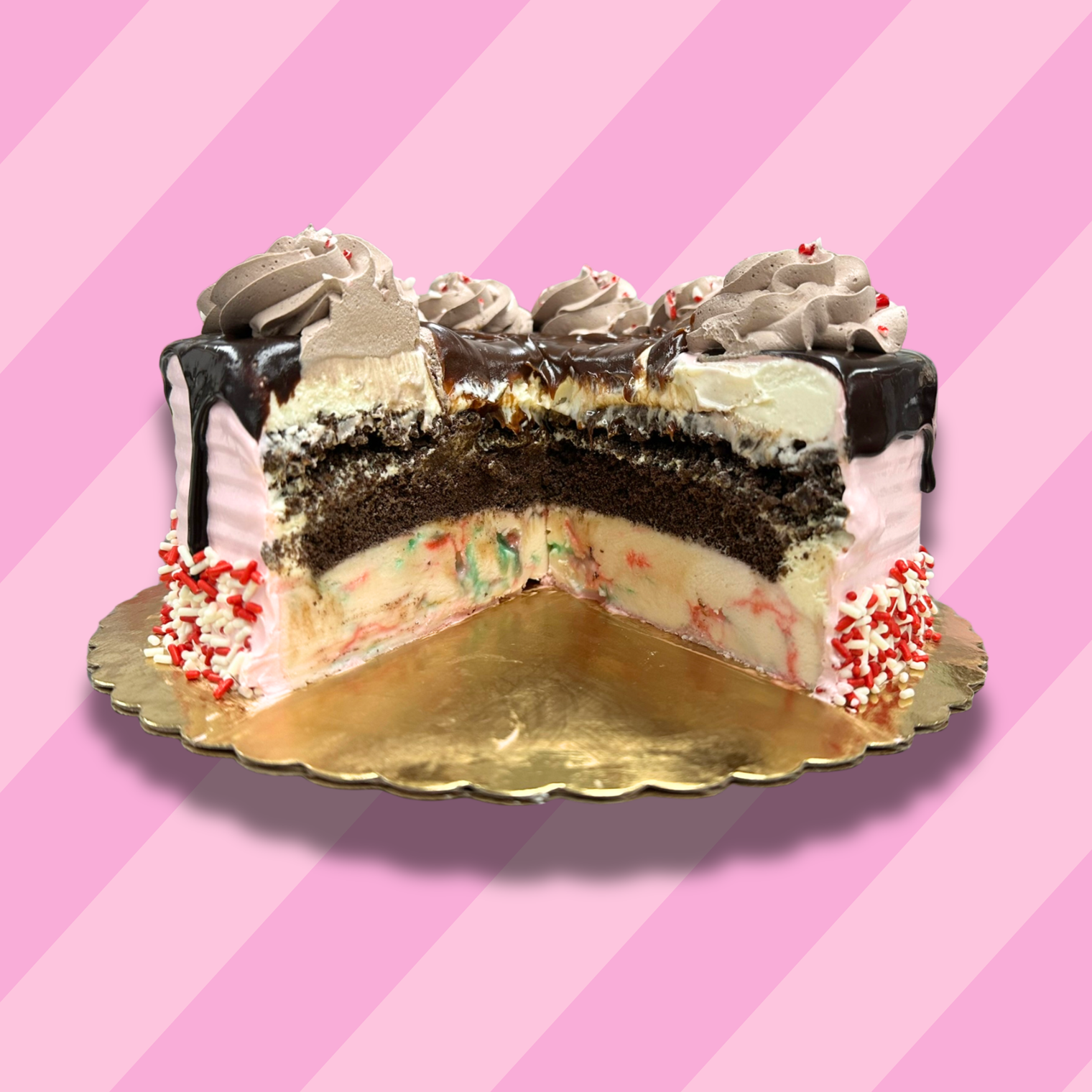 Dark Chocolate Peppermint Stick 8'' Ice Cream Cake (December Delivery) - Free Nationwide Delivery