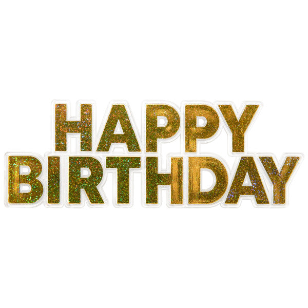 Gold Glitter Happy Birthday Cake Topper